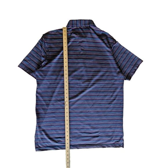 Turtleson golf polo navy striped short sleeve left chest embroidery button men L - Picture 10 of 12